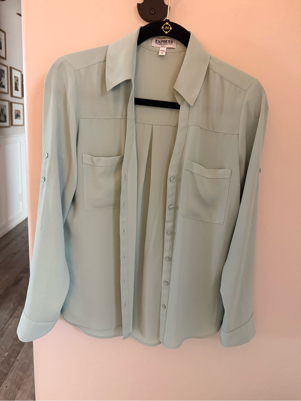 Women’s Express Mint Button-Down Shirt with Chest Pockets size small